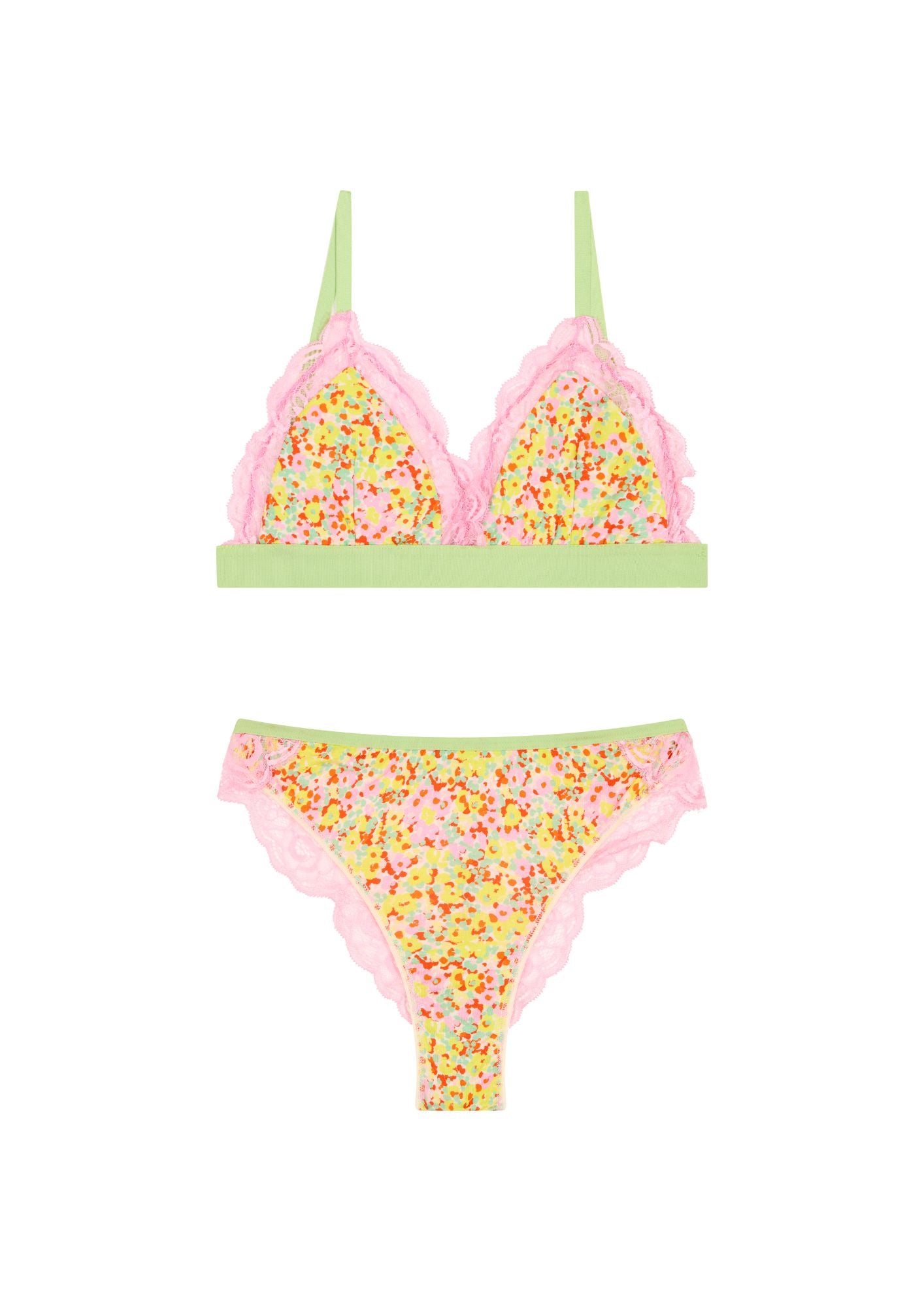 BRASSIÈRE + CULOTTE BI-MATIÈRE - Confettis Campagne