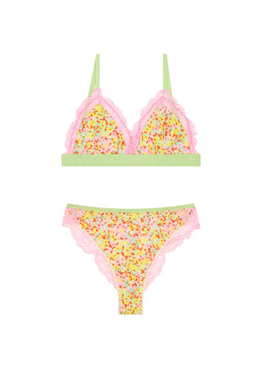 BRASSIÈRE + CULOTTE BI-MATIÈRE - Confettis Campagne