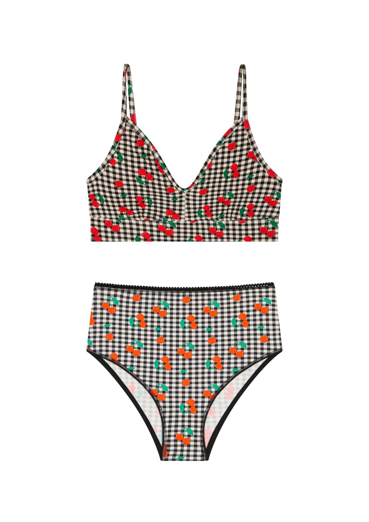 1 BRASSIERE + 1 TAILLE HAUTE - Vichy Cerises Noir