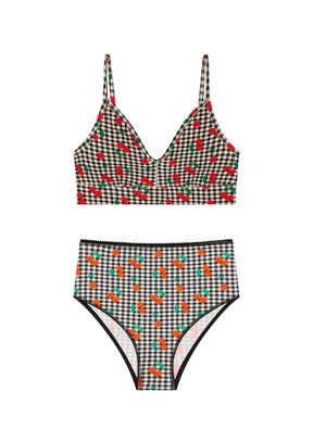 1 BRASSIERE + 1 TAILLE HAUTE - Vichy Cerises Noir