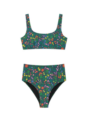 High-Waisted Two-Piece Swimsuit - Pampa Black
