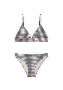 Maillot 2 pièces Brésilien - Vichy Cerises Noir