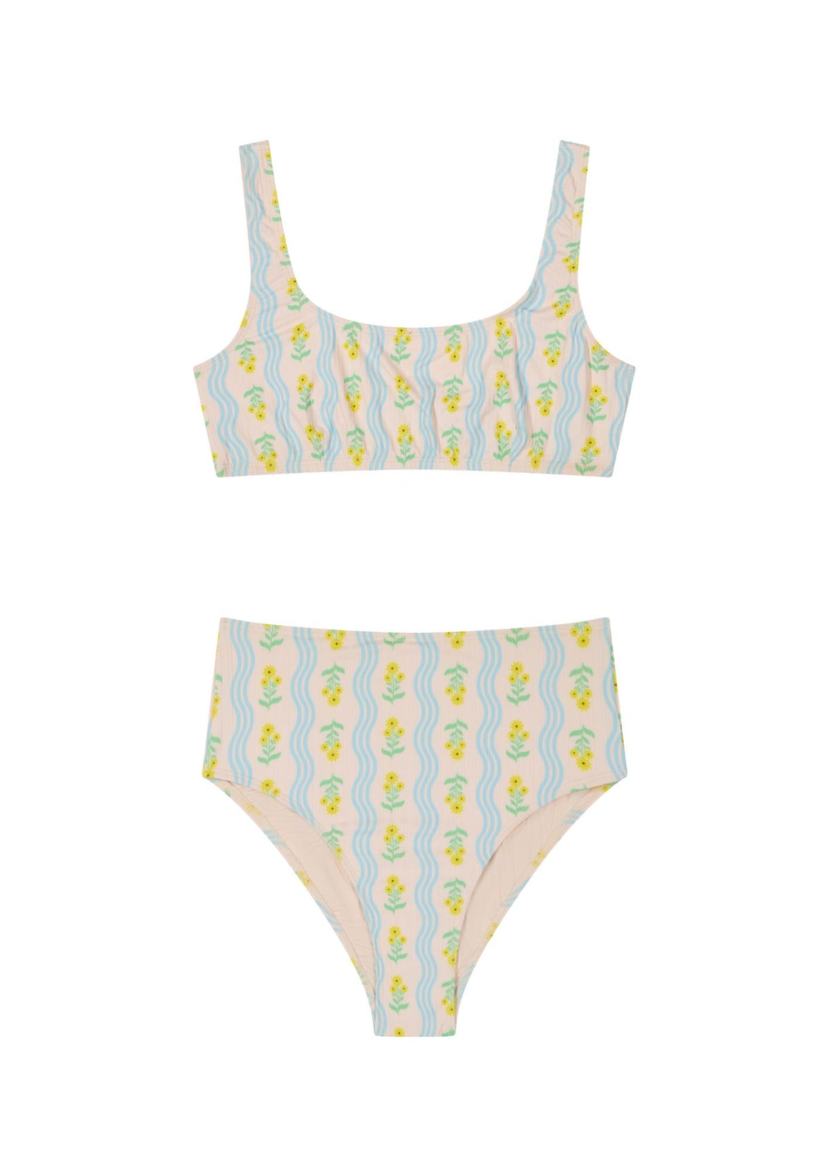 High-waisted two-piece swimsuit - Provençal waves