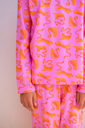 Pyjama manches longues enfant - Pink Leo Fuchsia