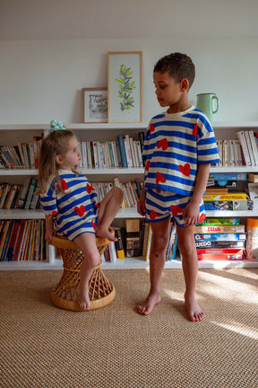 Pyjama Enfant Coton BIO - Marinière Cœurs