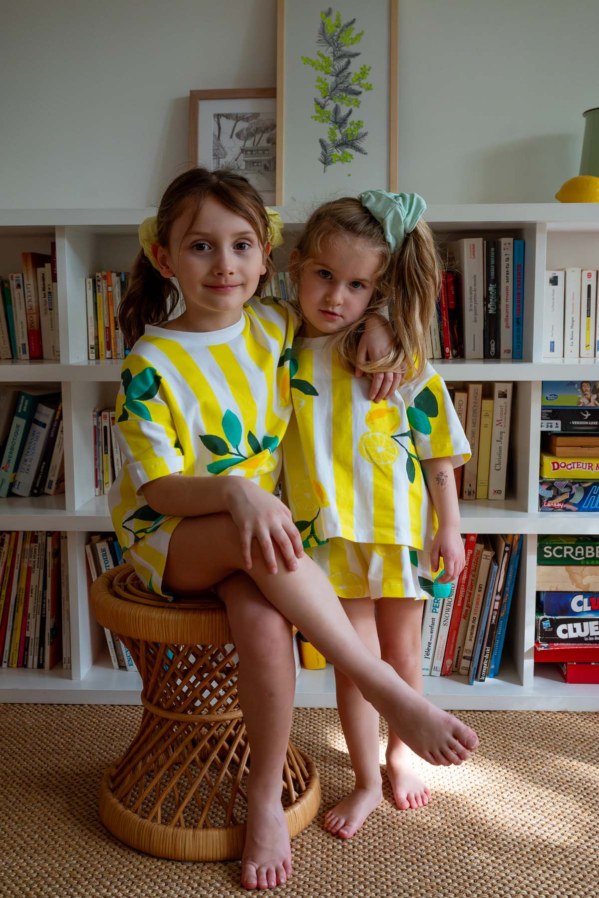 Pyjama Enfant Coton BIO - Citrons Rayures Jaunes