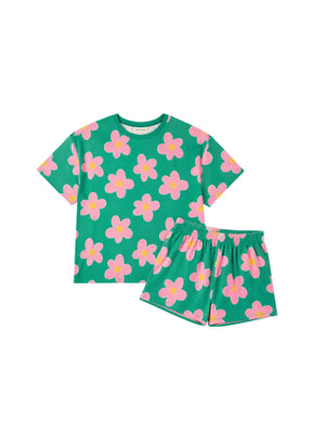 Organic Waffle Cotton Pajamas WAJ x Hindbag - Big Flowers