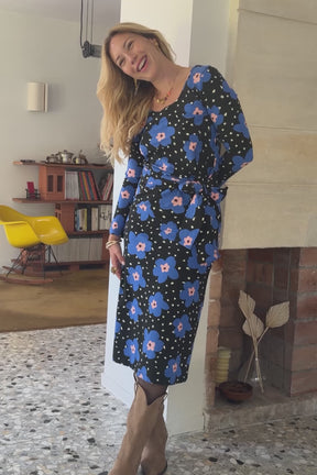 Long Knotted Organic Cotton Dress - Atlas Blue