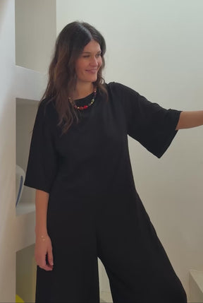 Flared Sleeve Jumpsuit - Black