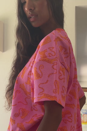 Pyjama Gaufré Coton BIO - Pink Leo Fuchsia