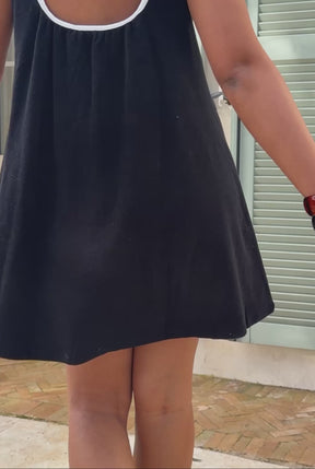 Short Organic Cotton Terry Dress - Black