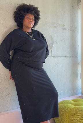 Ensemble Sweat & Jupe longue maille 100% COTON BIO - Noir