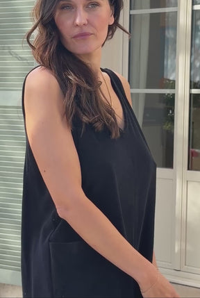 Organic Cotton Terry Playsuit - Black