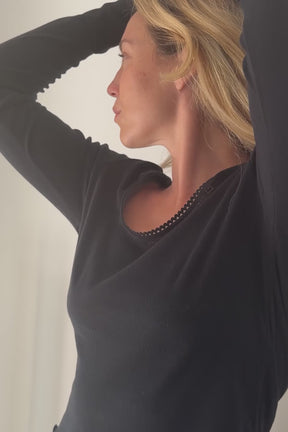 Pyjama Long Pointelle Coton BIO - Noir