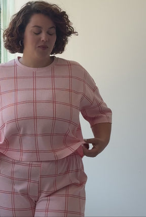 Pyjama Long Gaufré Coton BIO - Carreau Orange