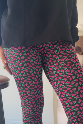 Leggings Coton - Mini Fleurs Fuchsia