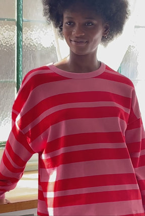 Sweat 100% Coton BIO - Retro Lines Rouge