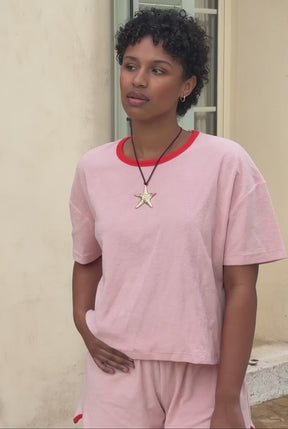 Organic Cotton Terry Towel Set - Pink and Red