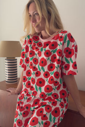 Pyjama Long Coton BIO - Coquelicot Rose