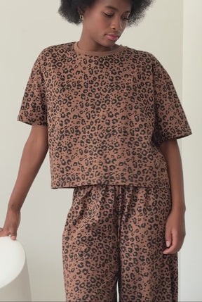 Pyjama Long Coton BIO - Léopard Marron