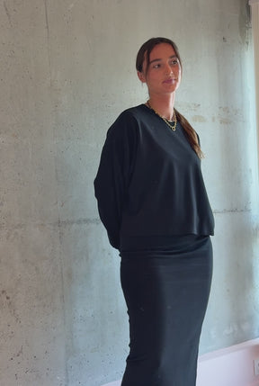 Sweat en maille 100% COTON BIO - Noir