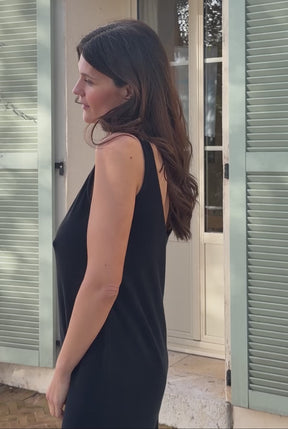 Robe Longue Éponge Coton BIO - Noir