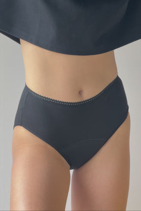Culotte menstruelle Taille Haute GOTS - Flux abondant | Pirate Black