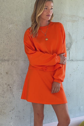 Ensemble Sweat & Jupe courte maille 100% COTON BIO - Orange