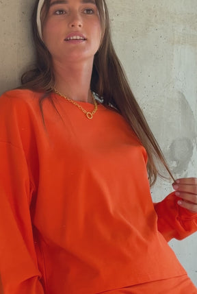 Sweat en maille 100% COTON BIO - Orange