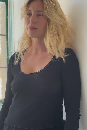 Pyjama Long Pointelle Coton BIO - Noir