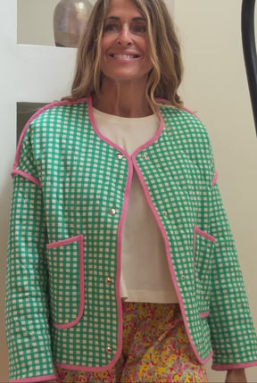 Veste Matelassée Coton BIO - Vichy Vert