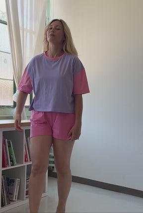 Pyjama Coton BIO - Colorblock Rose