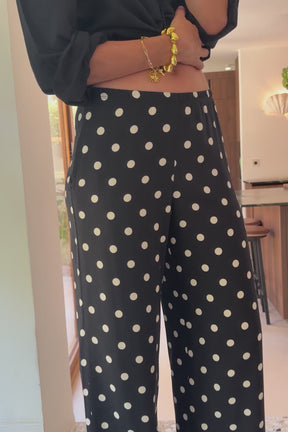 Pantalon Fluide Viscose - Pois Noir