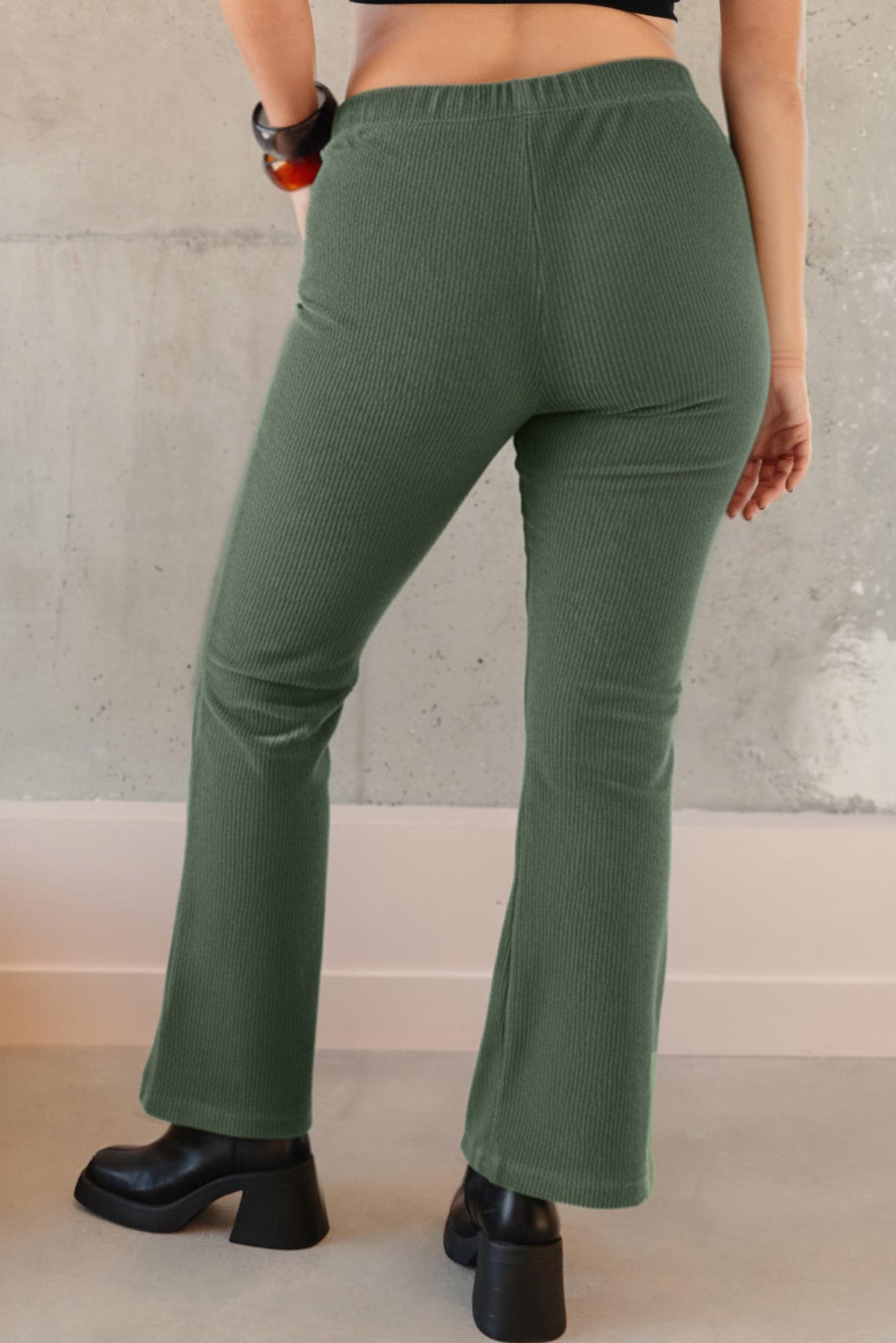 Pantalon Évasé Velours Côtelé - Kaki