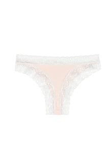 Tanga Brésilien Coton BIO & Dentelle - Light Pink - Soldes culottes - We Are Jolies