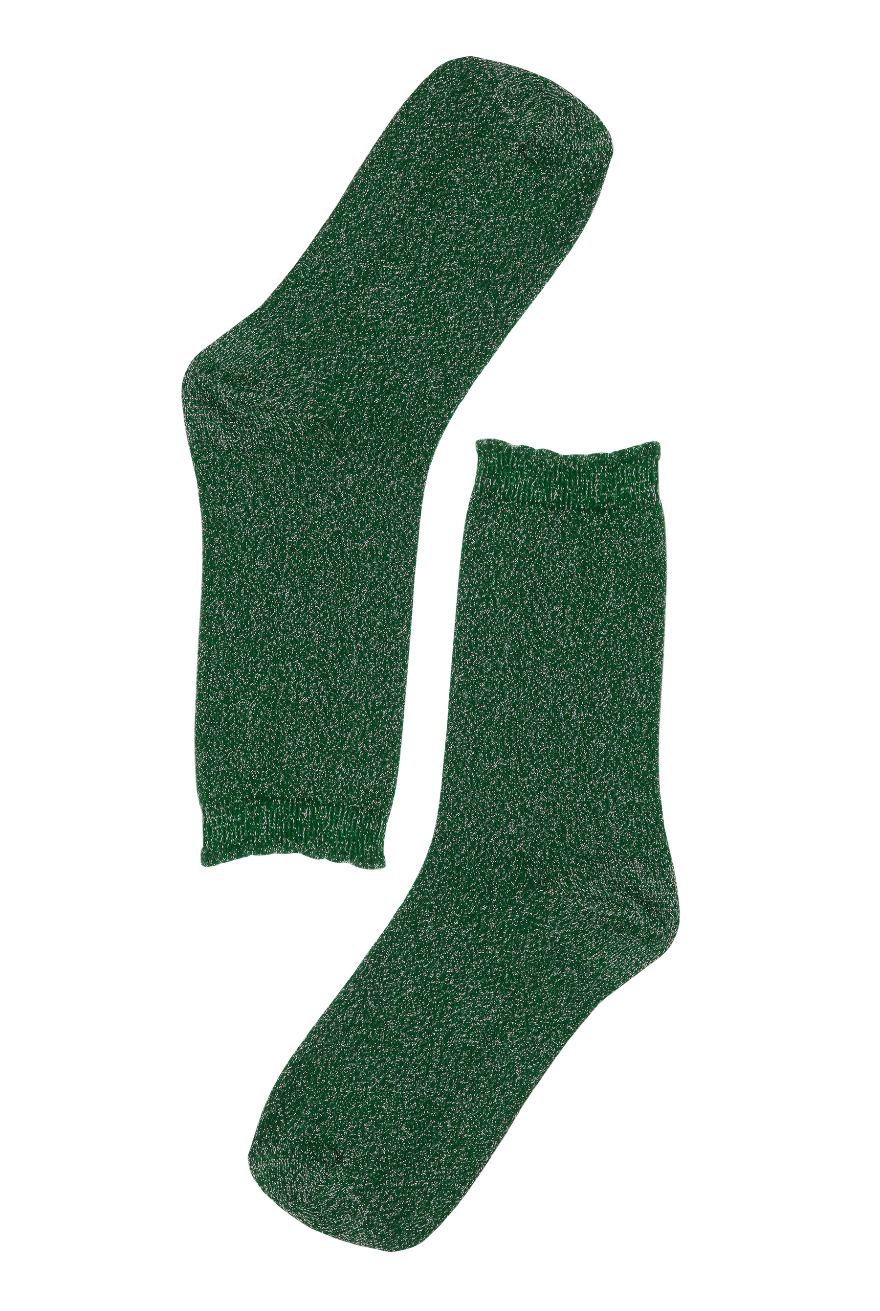 Chaussettes vertes à paillettes pour femme, coton BIO